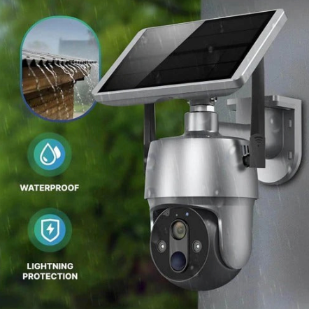 360° Solar-Powered Outdoor Surveillance Camera for Continuous Monitoring