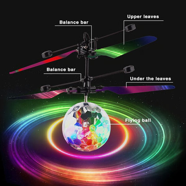 LED Light Suspension Crystal Ball, Infrared Induction & RC Gesture Control Colorful Glowing Toy & Unique Gift for Kid