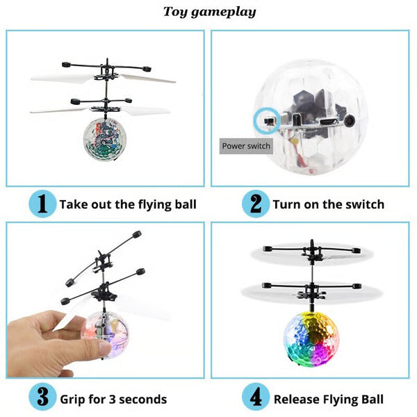 LED Light Suspension Crystal Ball, Infrared Induction & RC Gesture Control Colorful Glowing Toy & Unique Gift for Kid