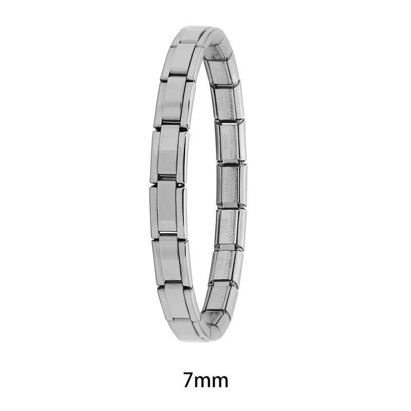 Fashion Women Wide Italian Elastic Charm Bracelet, Stainless Steel Bangle Jewelry for Stylish Everyday Wear