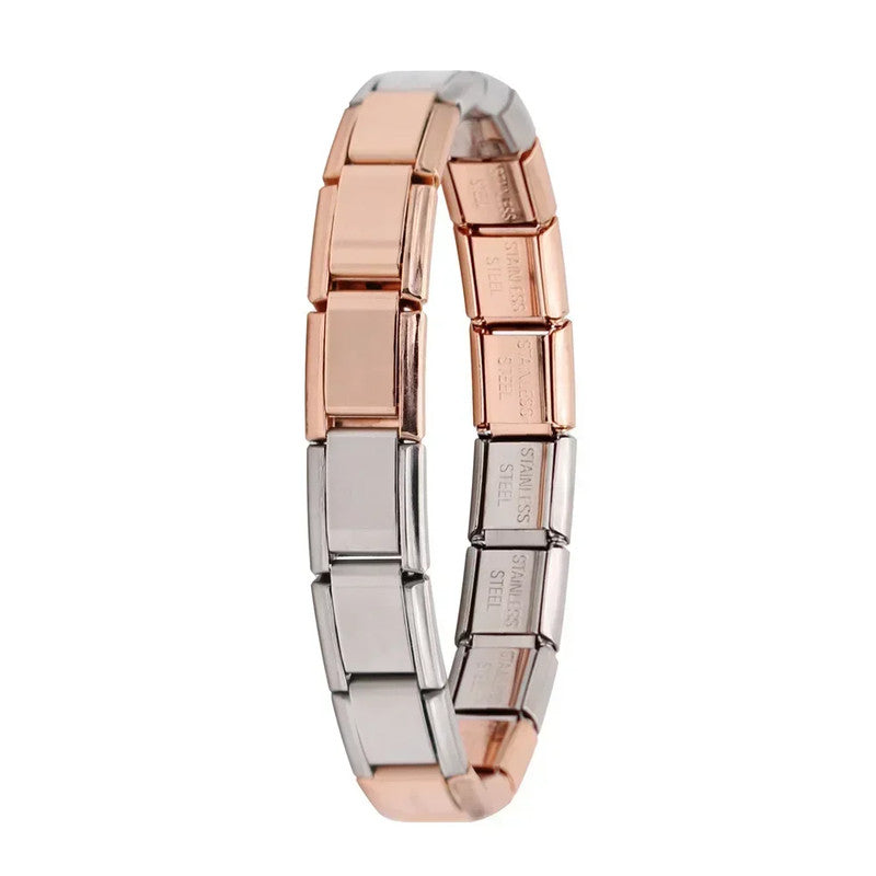 Fashion Women Wide Italian Elastic Charm Bracelet, Stainless Steel Bangle Jewelry for Stylish Everyday Wear