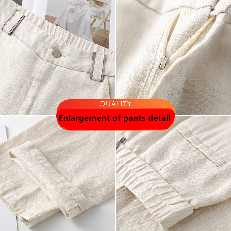 Summer High Waisted Linen Pants for Women, Lightweight Wide Leg Casual Trousers, Straight Leg Long Pants