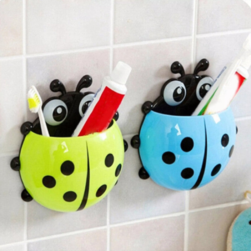 Adorable Ladybug Toothbrush Holder with Suction Cups - Perfect Kids Bathroom Accessory & Gift