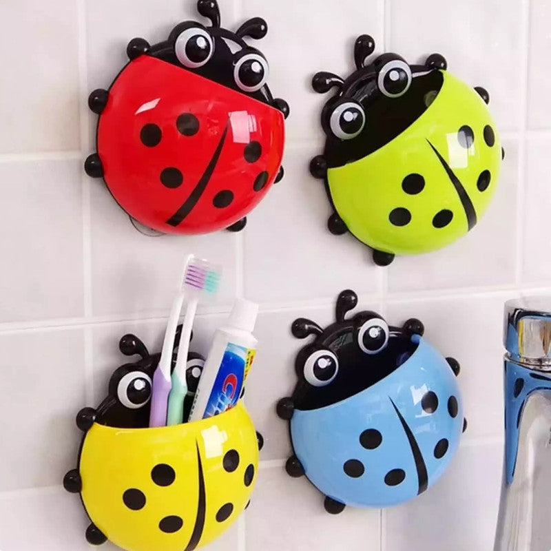 Adorable Ladybug Toothbrush Holder with Suction Cups - Perfect Kids Bathroom Accessory & Gift