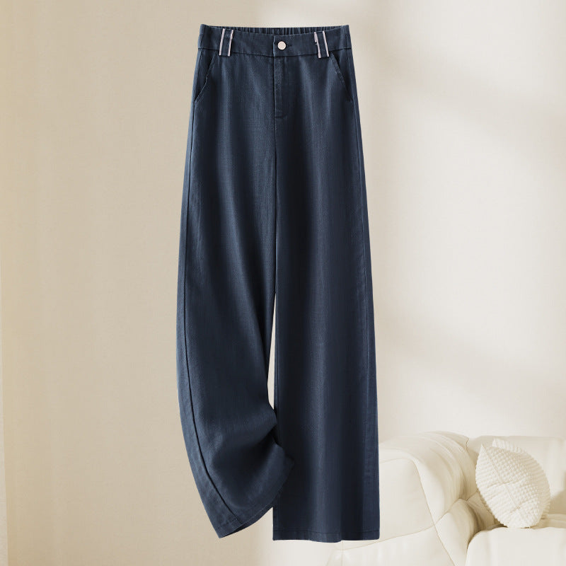 Summer High Waisted Linen Pants for Women, Lightweight Wide Leg Casual Trousers, Straight Leg Long Pants