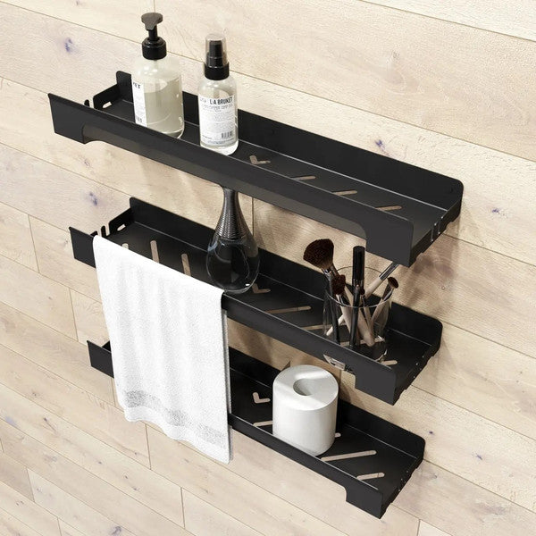 Set of 3 pcs Modern Bathroom Shelf with Towel Rack, Minimalist Bathroom Organizer Shelf Towel Holder Shelf