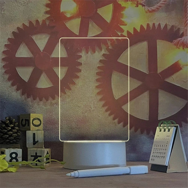 Transparent Luminous LED Night Light with Erasable Write Message Board