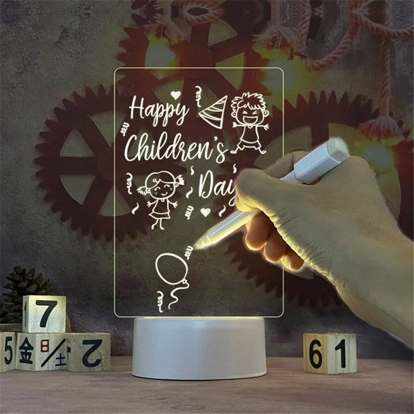 Transparent Luminous LED Night Light with Erasable Write Message Board