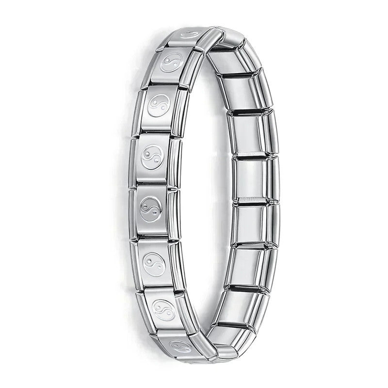 Fashion Women Wide Italian Elastic Charm Bracelet, Stainless Steel Bangle Jewelry for Stylish Everyday Wear