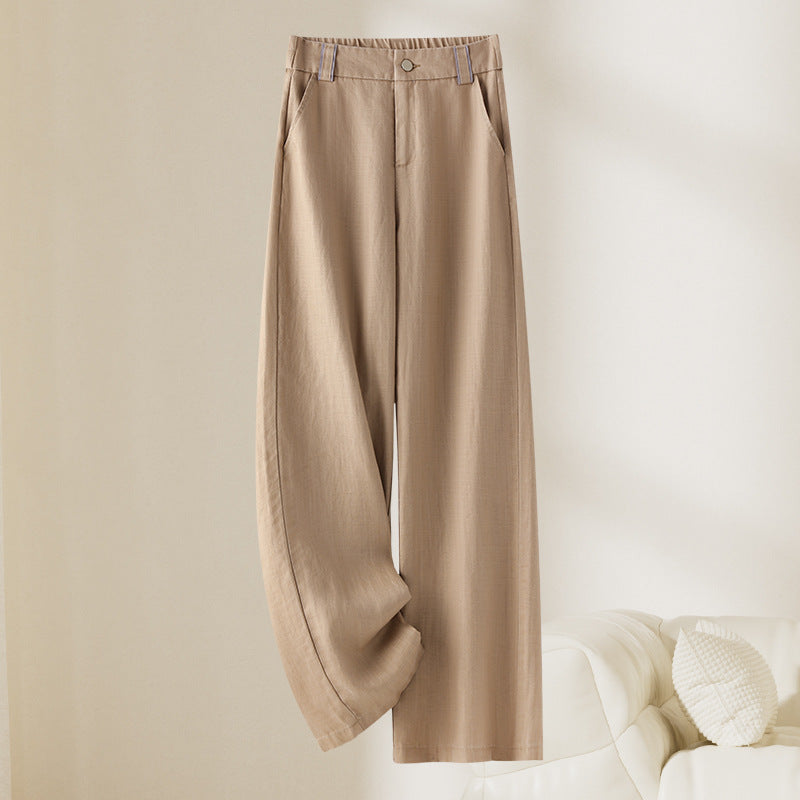 Summer High Waisted Linen Pants for Women, Lightweight Wide Leg Casual Trousers, Straight Leg Long Pants
